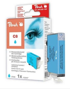 Peach, Peach Tintenpatrone cyan kompatibel zu Canon CLI-8C, 0621B001, 0621B028, Peach C8 C Druckerpatrone XL cy ersetzt Canon CLI-8C, 0621B001, 0621B028 für z.B. Canon Pixma IP 5200, Canon Pixma MP 610, Canon Pixma IP 3300