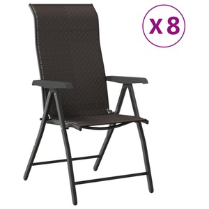 vidaXL, vidaXL Gartenstühle 8 Stk. Klappbar Schwarz Kaffeebraun Poly Rattan