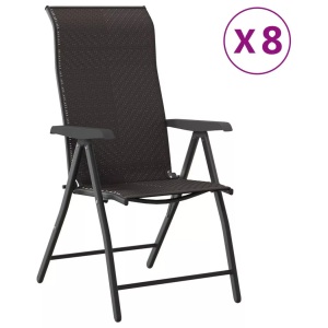 vidaXL, vidaXL Gartenstühle 8 Stk. Klappbar Schwarz Kaffeebraun Poly Rattan, vidaXL Gartenstühle 8 Stk. Klappbar Schwarz Kaffeebraun Poly Rattan