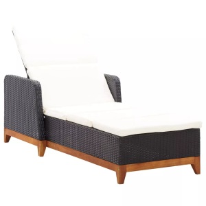 Diverse Hardware, Sonnenliege Poly Rattan und Massivholz Akazie Schwarz, vidaXL Sonnenliege Poly Rattan und Massivholz Akazie Schwarz