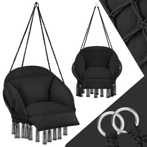 TecTake, Hängesessel Samira Hängesessel Samira, Tectake - Hängesessel Samira, One Size, Schwarz