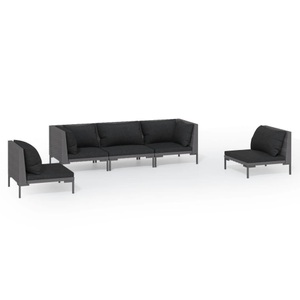 vidaXL, vidaXL 5-tlg. Garten-Lounge-Set mit Kissen Poly Rattan Dunkelgrau, 