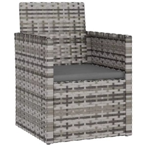 vidaXL, vidaXL Gartensessel mit Kissen Grau Poly Rattan, vidaXL Gartensessel mit Kissen Grau Poly Rattan