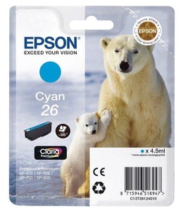 Epson, Epson T261240 cyan Tintenpatrone, Epson Tintenpatrone, blau, T261240, (300 Seiten)