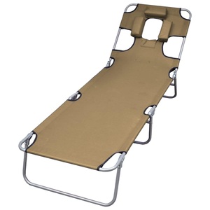 vidaXL, vidaXL Sonnenliege Klappbar Kopfkissen Verstellbare Rückenlehne Taupe, vidaXL Sonnenliege Klappbar Kopfkissen Verstellbare Rückenlehne Taupe
