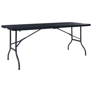 vidaXL, vidaXL Gartentisch Klappbar Schwarz 180×75×72 cm HDPE Rattan-Optik