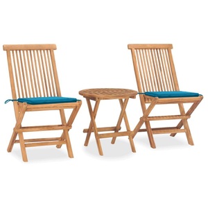 vidaXL, vidaXL 3-tlg. Garten-Essgruppe mit Kissen Klappbar Massivholz Teak, 