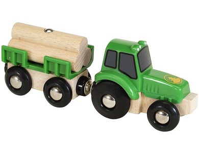 BRIO, Brio ® WORLD Traktor mit Holz-Anhänger 33799, Traktor mit Holz-Anhänger