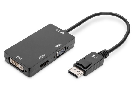 Digitus, Digitus AV Konverter AK-340418-002-S [DisplayPort - HDMI, DVI, VGA] 3840 x 2160 Pixel, 3in1 Adapter/Konverter DisplayPort > DisplayPort + HDMI + DVI + VGA