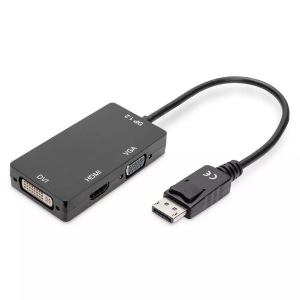 Digitus, Digitus AV Konverter AK-340418-002-S [DisplayPort - HDMI, DVI, VGA] 3840 x 2160 Pixel, 3in1 Adapter/Konverter DisplayPort > DisplayPort + HDMI + DVI + VGA