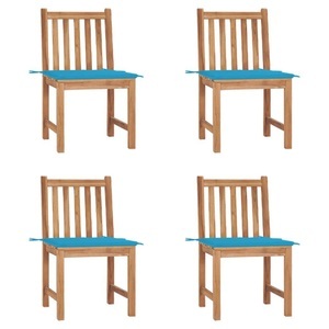 vidaXL, vidaXL Gartenstühle 4 Stk. mit Kissen Massivholz Teak, vidaXL Gartenstühle 4 Stk. mit Kissen Massivholz Teak