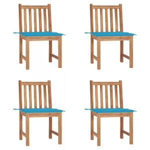 vidaXL, vidaXL Gartenstühle 4 Stk. mit Kissen Massivholz Teak, vidaXL Gartenstühle 4 Stk. mit Kissen Massivholz Teak