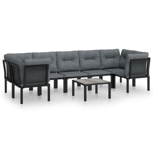 vidaXL, vidaXL 8-tlg. Garten-Lounge-Set Schwarz und Grau Poly Rattan, vidaXL 8-tlg. Garten-Lounge-Set Schwarz und Grau Poly Rattan