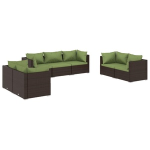 vidaXL, vidaXL 7-tlg. Garten-Lounge-Set mit Kissen Poly Rattan Braun, 
