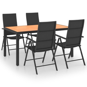 vidaXL, vidaXL 5-tlg. Garten-Essgruppe Schwarz und Braun, 