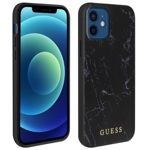 Apple, Guess - iPhone 12 Mini Hardcase Hülle Marble (GUHCP12SPCUMABK) - Schwarz