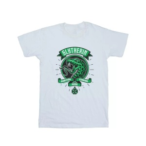 HARRY POTTER, Slytherin Toon Crest Baumwollboyfriend Tshirt Damen Weiss S, Harry Potter - Slytherin TShirt, für Damen, Weiss, Größe S