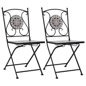 vidaXL, vidaXL Mosaik-Bistrostühle 2 Stk. Grau, vidaXL Mosaik-Bistrostühle 2 Stk. Grau