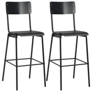 Diverse Hardware, Barhocker 2 Stk. Schwarz Massives Sperrholz Stahl, vidaXL Barhocker 2 Stk. Schwarz Massives Sperrholz Stahl