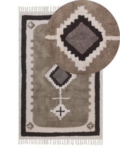 Beliani, Teppich aus Baumwolle Modern GEYVE Teppich aus Baumwolle Modern GEYVE, Beliani - Teppich aus Baumwolle Klassisch GEYVE, 140 cm, Perle