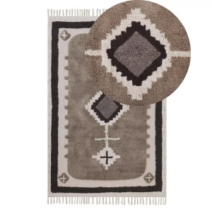 Beliani, Teppich aus Baumwolle Modern GEYVE Teppich aus Baumwolle Modern GEYVE, Beliani - Teppich aus Baumwolle Klassisch GEYVE, 140 cm, Perle