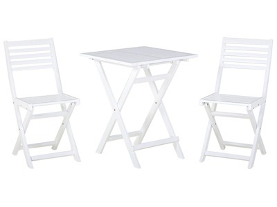 Beliani, Beliani FIJI, Beliani - Bistro Set aus Akazienholz Skandinavisch FIJI, One Size, Weiss Bunt