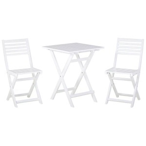 Beliani, Beliani FIJI, Beliani - Bistro Set aus Akazienholz Skandinavisch FIJI, One Size, Weiss Bunt