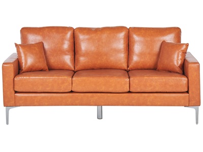 Beliani, Beliani 3-Sitzer Sofa Kunstleder goldbraun GAVLE, Beliani - 3 Sitzer Sofa aus Kunstleder Retro GAVLE, One Size, Camel