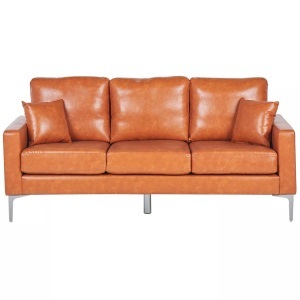 Beliani, Beliani 3-Sitzer Sofa Kunstleder goldbraun GAVLE, Beliani - 3 Sitzer Sofa aus Kunstleder Retro GAVLE, One Size, Camel