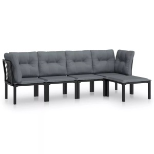 vidaXL, vidaXL 5-tlg. Garten-Lounge-Set Schwarz und Grau Poly Rattan