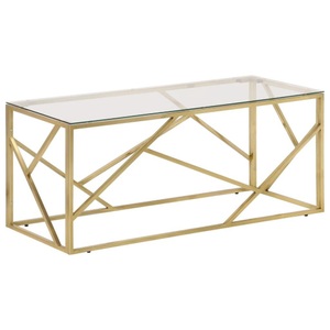 vidaXL, vidaXL Couchtisch Golden Edelstahl und Hartglas