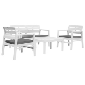 vidaXL, vidaXL 4-teiliges Gartenmöbel Set Weiß Kunststoff, vidaXL 4-teiliges Gartenmöbel Set Weiß Kunststoff