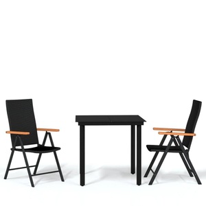 vidaXL, vidaXL 3-tlg. Garten-Essgruppe Schwarz, 