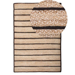 Beliani, Teppich aus Jute Boho KARADONA Teppich aus Jute Boho KARADONA, Beliani - Teppich aus Jute Boho KARADONA, 200 cm, Schwarz