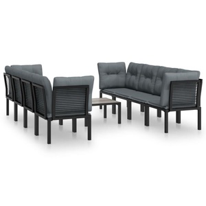 vidaXL, vidaXL 9-tlg. Garten-Lounge-Set Schwarz und Grau Poly Rattan