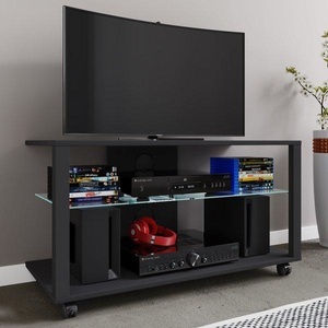 VCM, Holz TV Lowboard Rollen Fernsehschrank mobil Rack Konsole Möbel Fernsehtisch Fernseh Phono Glas Folas L Holz TV Lowboard Rollen Fernsehschrank mobil Rack Konsole Möbel Fernsehtisch Fernseh Phono Glas Folas L, MID.YOU Lowboard 90/45/41 cm , Folas , Schwarz , Glas , 90x45x41 cm , melaminharzbeschichtet,Nachbildung , stehend, In verschiedenen Grössen erhältlich, in verschiedenen Holzdekoren erhältlich , 000657031616