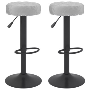 vidaXL, vidaXL Barhocker 2 Stk. Grau Samt, vidaXL Barhocker 2 Stk. Grau Samt