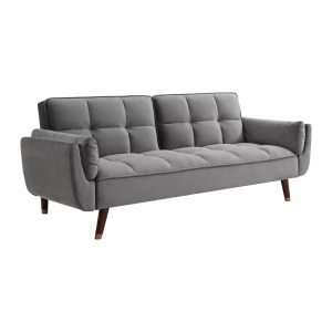 Vente-unique, Sofa GULCAN 237657 Sofa GULCAN 237657, Vente-unique - Klappsofa 3-Sitzer mit Schlaffunktion - Samt - Grau - GULCAN, One Size