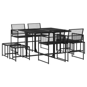 vidaXL, vidaXL 9-tlg. Garten-Essgruppe Schwarz Poly Rattan
