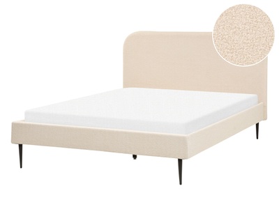 Beliani, Bett mit Lattenrost aus Bouclé Skandinavisch FLAYAT Bett mit Lattenrost aus Bouclé Skandinavisch FLAYAT