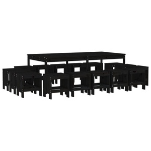 vidaXL, vidaXL 17-tlg. Garten-Essgruppe Schwarz Massivholz Kiefer, 