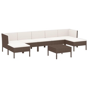 vidaXL, vidaXL 8-tlg. Garten-Lounge-Set mit Auflagen Poly Rattan Braun