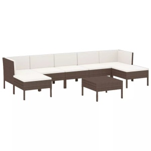vidaXL, vidaXL 8-tlg. Garten-Lounge-Set mit Auflagen Poly Rattan Braun