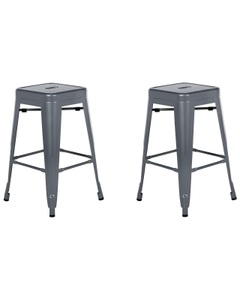 Beliani, Set mit 2 Barhockern aus Metall Modern CABRILLO Set mit 2 Barhockern aus Metall Modern CABRILLO, Beliani - Set mit 2 Barhockern aus Stahl Industriell CABRILLO, One Size, Taubengrau