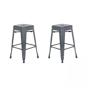 Beliani, Set mit 2 Barhockern aus Metall Modern CABRILLO Set mit 2 Barhockern aus Metall Modern CABRILLO, Beliani - Set mit 2 Barhockern aus Stahl Industriell CABRILLO, One Size, Taubengrau