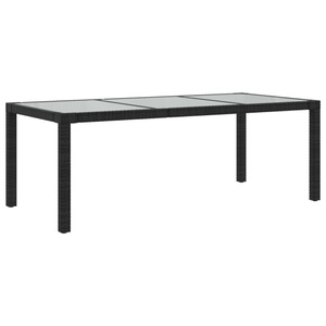 vidaXL, vidaXL Gartentisch Schwarz 190x90x75 cm Gehärtetes Glas Poly Rattan