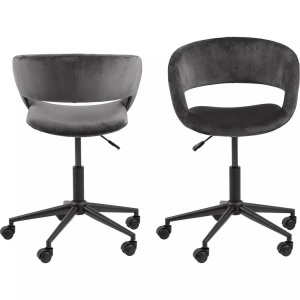 Actona, Actona - Bürostuhl Grace - Grau und Schwarz - Schwarz und Grau, AC Design Bürostuhl Grace, mit Polsterrücken, Dunkelgrau