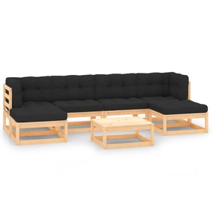 vidaXL, vidaXL 7-tlg. Garten-Lounge-Set mit Anthrazit Kissen Kiefernholz, vidaXL 7-tlg. Garten-Lounge-Set mit Kissen Massivholz Kiefer