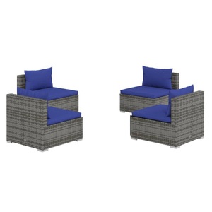 vidaXL, vidaXL 4-tlg. Garten-Lounge-Set mit Kissen Poly Rattan Grau, 