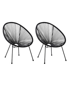 Beliani, Beliani ACAPULCO II Rattanstuhl 2er Set Kunststoff ø 70 cm, 